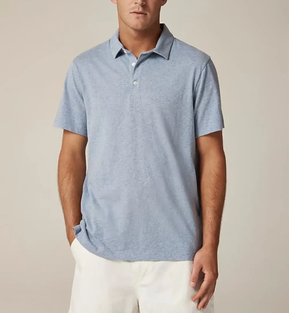 J.Crew Sueded Cotton Polo Shirt Mens M Tall Light Blue Short Sleeve Classic Fit